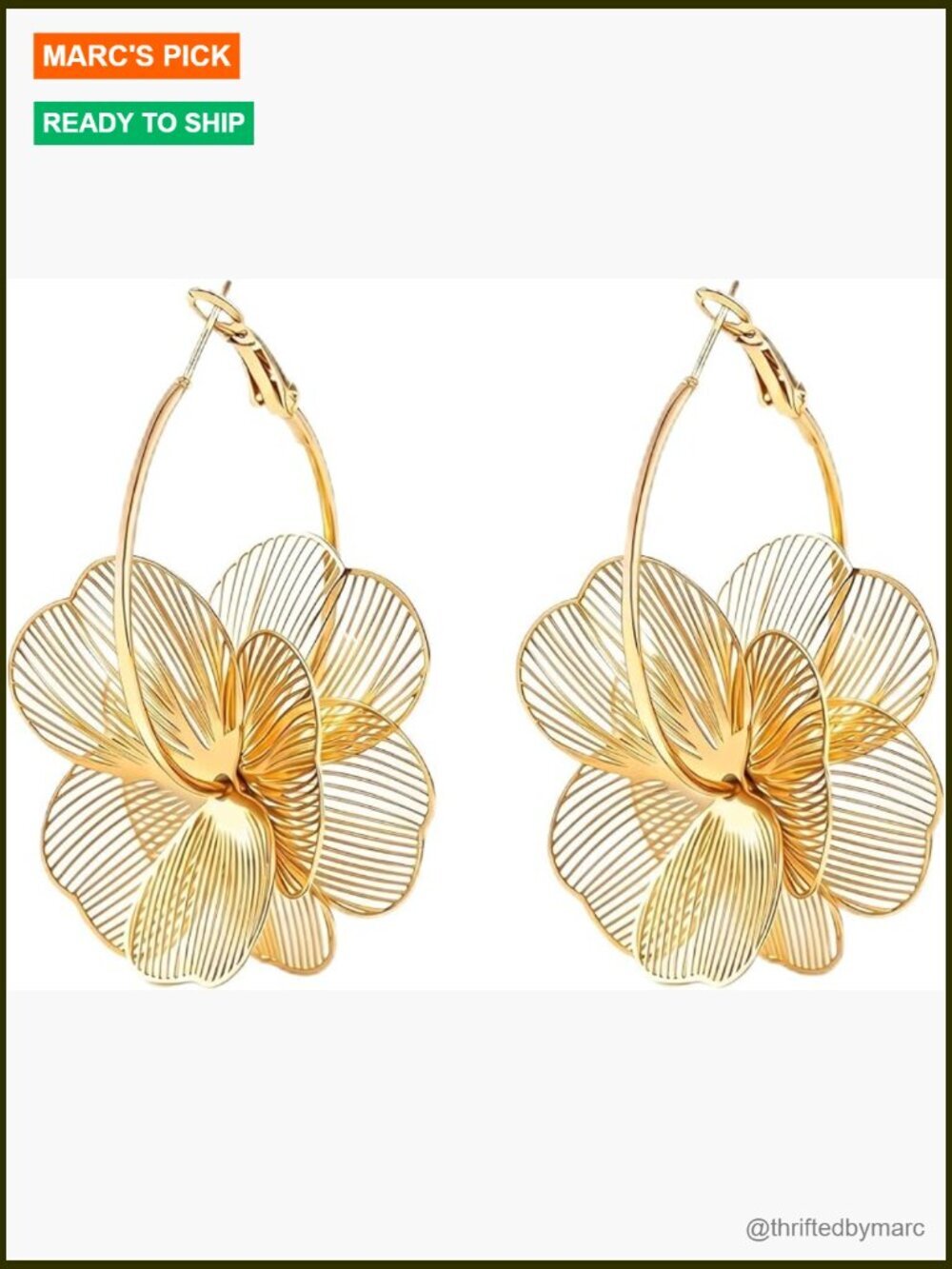 Floral Drop Hoop Earrings Lightweight 3D Design Fashion Jewelry Gift